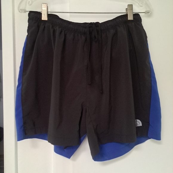 The North Face Performance Shorts Men Medium Black and Blue Flight Series - Picture 1 of 9